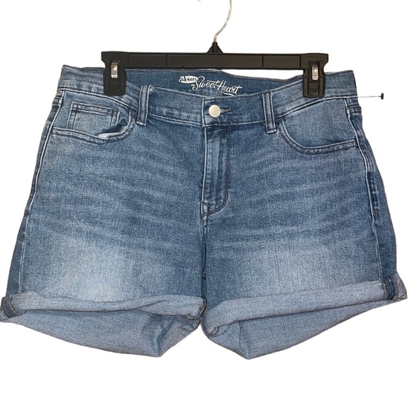 •OLD NAVY•MEDIUM WASH HIGH RISE SWEETHEART 6.5" INSEAM DENIM SHORTS SIZE 10 - Picture 1 of 10